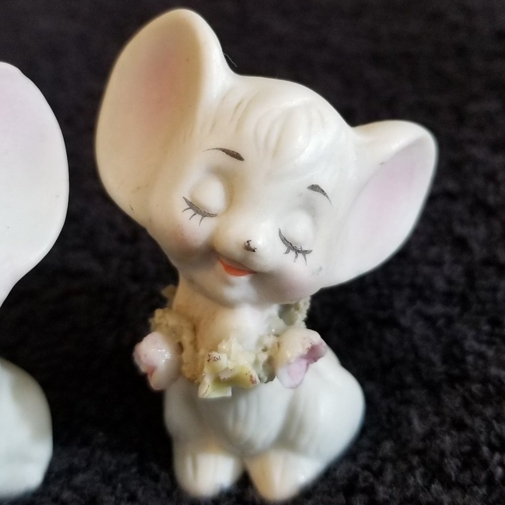 Miniature Mouse Couple Set Porcelain HandPainted - Picture 3 of 5